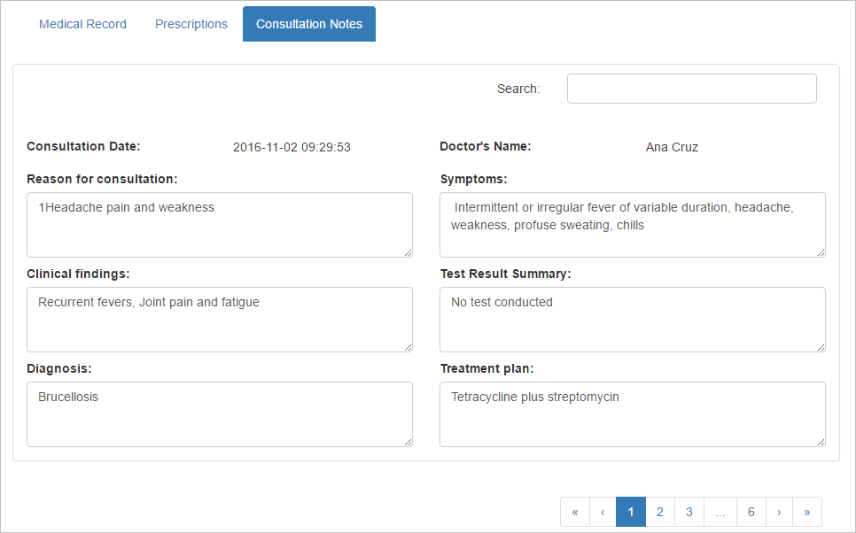 Consultation Notes Page